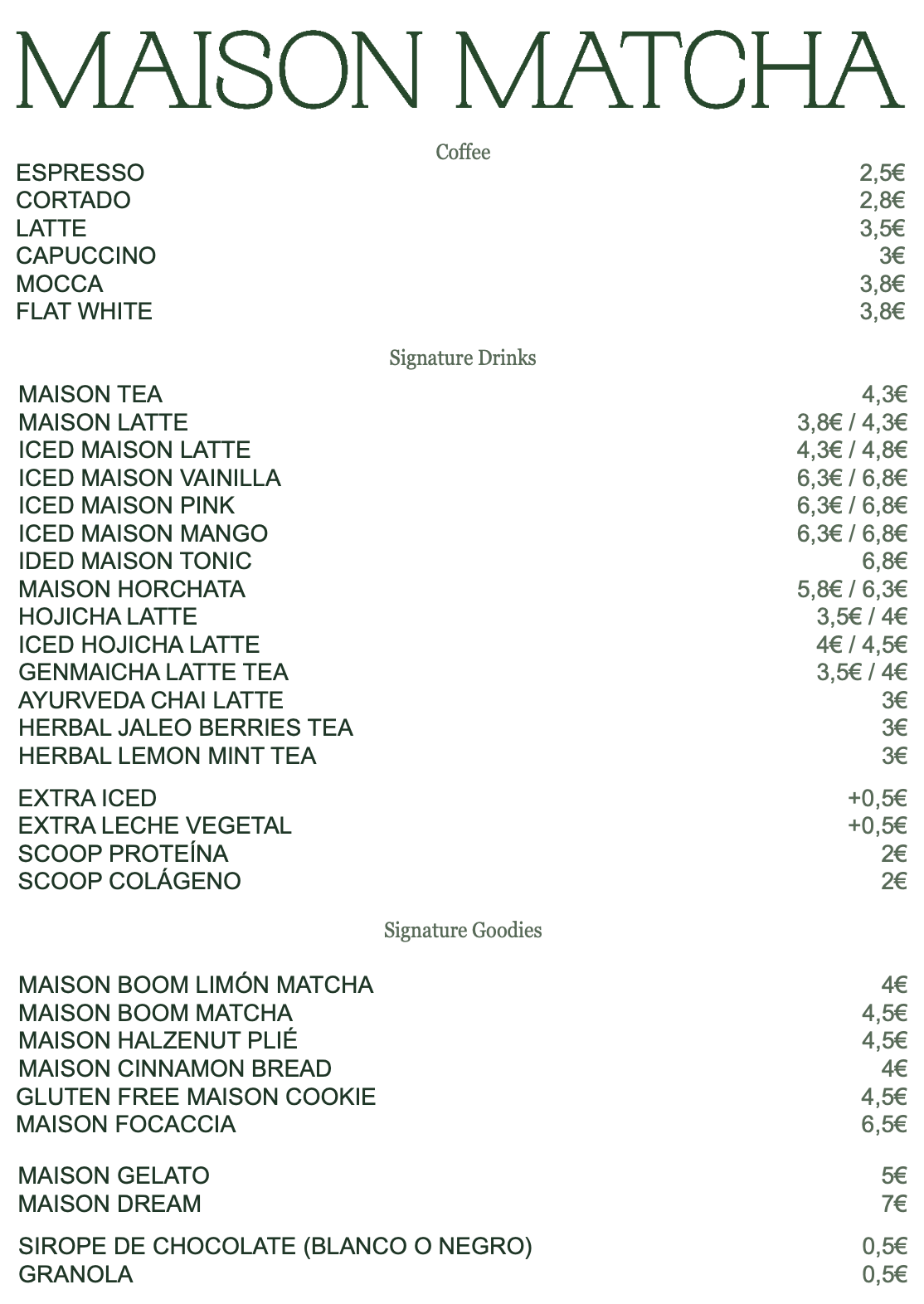 Menu – Maison Matcha